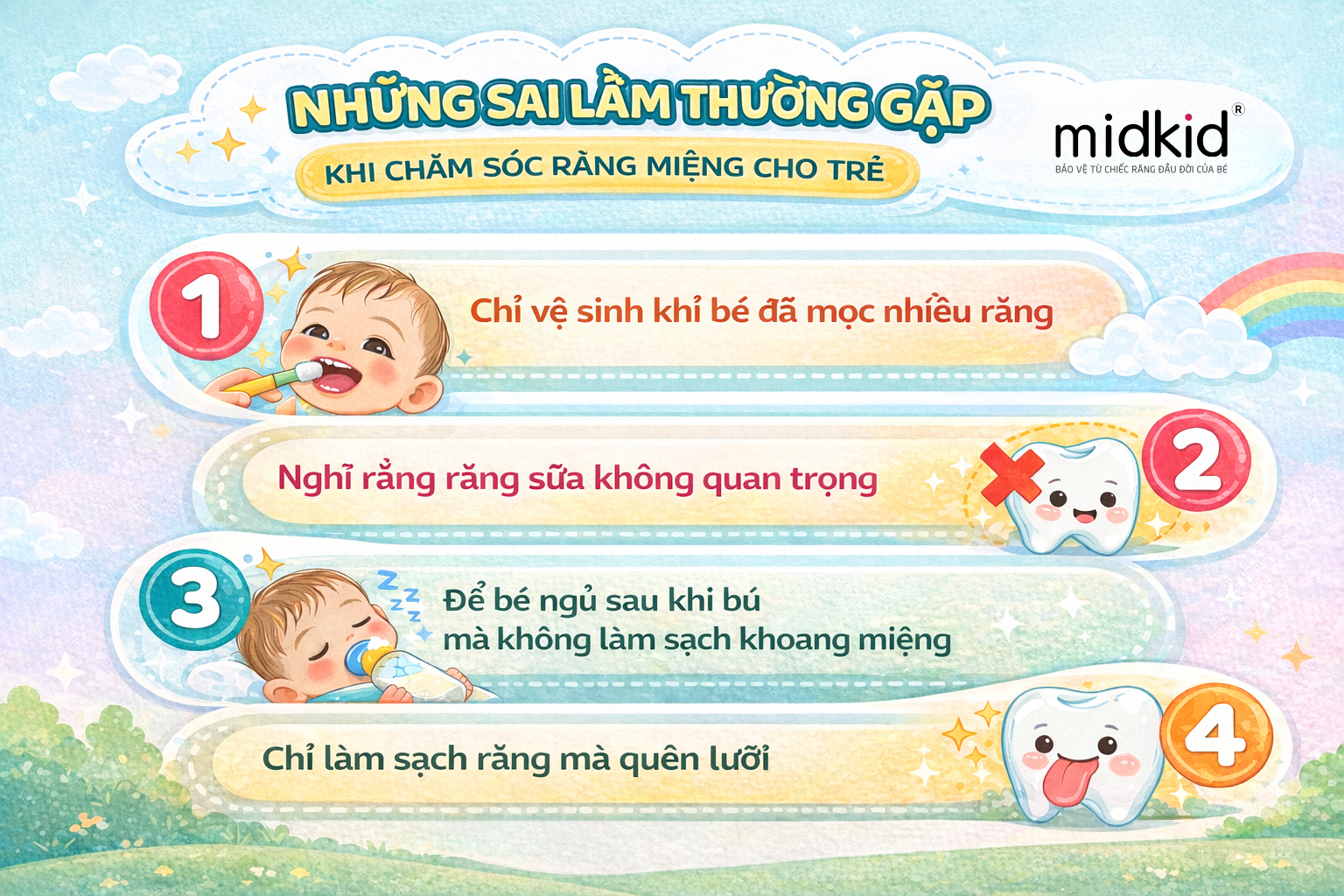 Những sai lầm thường gặp khi chăm sóc răng miệng cho trẻ